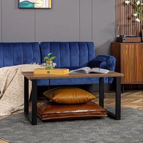 HOMCOM Mesa de Centro Retangular Mesa de Centro Estilo Industrial com Bancada de Madeira e Estrutura de Aço para Escritório Estúdio 100x60x50cm Madeira e Preto