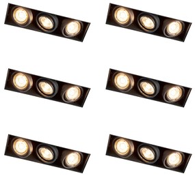 Conjunto de 6 focos embutidos pretos ajustáveis sem moldura 3 luzes - Oneon