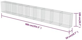 Muro gabião com tampas aço galvanizado 900x50x100 cm