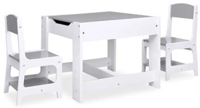 Conjunto Infantil de 2 Cadeiras e Mesa com Arrumação e Quadro - Branco