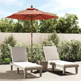 vidaXL Guarda-sol de jardim com poste de madeira 196x231 cm terracota