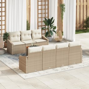 Conjunto de Sofá de Jardim de 8 Peças com Almofadas Bege Poliratan Acá