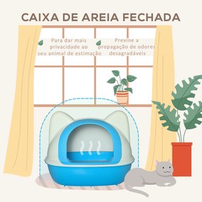 PawHut Caixa de Areia para Gatos Caixa de Areia Fechada com Orifício d