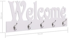 Cabide de parede WELCOME 74x29,5 cm branco