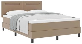 Cama Box com Colchão em Cappuccino - 140 x 200 cm, Couro Sintético.