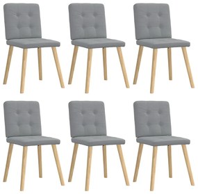 Cadeiras de jantar 6 pcs tecido cinzento-claro