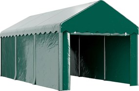 Outsunny Carport/Tenda de garagem 3 x 6 m — Abrigo robusto com 2 portas enroláveis e lona PE 200 g/m² — Verde | Aosom Portugal