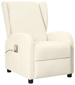 342333 vidaXL Poltrona massagens reclinável couro artificial cor creme