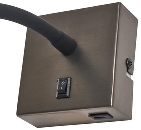 Candeeiro de parede moderno cor de chumbo com USB-C - Gosna Moderno