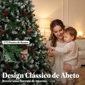 Árvore de Natal Artificial 240 cm Abeto com 1773 Pontas Ramos Articulados e Base Dobrável em Aço