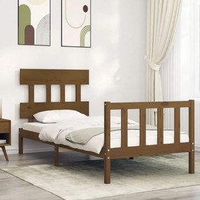 vidaXL Estrutura cama solteiro c/cabeceira madeira maciça castanho-mel