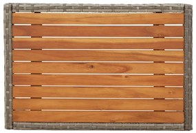 3 pcs conjunto lounge de jardim c/ almofadões vime PE cinzento