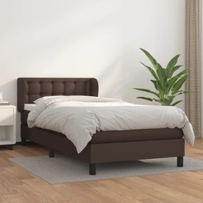 vidaXL Cama com molas/colchão 90x190 cm couro artificial castanho