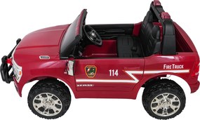 Jipe elétrico para Crianças 24V RAM 3500 Bombeiros Rodas de espuma EVA, assento Couro ecológico Vermelho