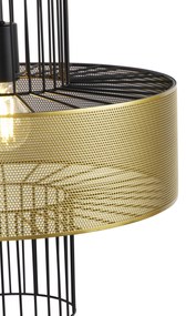 Candeeiro suspenso design preto/ouro 40cm - TESS Design