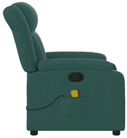 Poltrona de massagens reclinável tecido verde-escuro