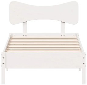 Cama sem colchão 90x200 cm madeira de pinho maciça branco
