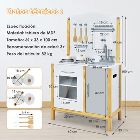 Brinquedo de cozinha para crianças conjunto educativo e divertido cozinha falsa realista com pia forno fogão armário com acessórios