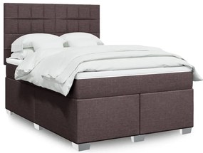Cama com molas/colchão 160x200 cm tecido castanho-escuro