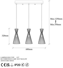 Candeeiro Teltom – Ouro Brilhante – 68 x 15 x 125 cm