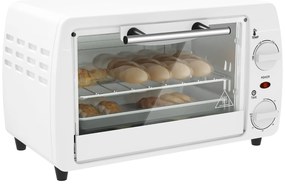 HOMCOM Mini Forno Elétrico 10 Litros 750W com Temperatura até 230 °C Temporizador 60 Minutos Bandeja e Grade 36,5x26x22 cm Branco | Aosom Portugal