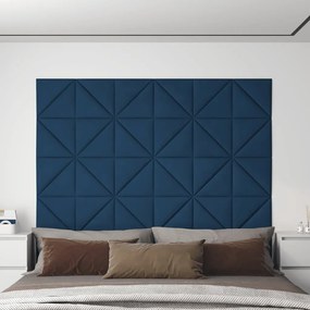 vidaXL Painel de parede 12 pcs 30x30 cm veludo 0,54 m² azul