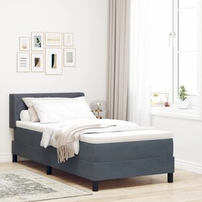 Cama Box Spring com Colchão VidaXL Cinza Escuro 90x200 cm Veludo