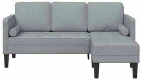 Sofá em L 3 lugares vidaXL Cinzento claro 160 cm em Tecido
