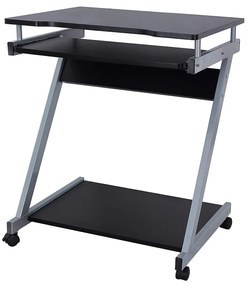 Mesa de computador móvel VASAGLE, escrivaninha em formato de Z, mesa de PC para espaços pequenos, estação de trabalho com teclado deslizante e 4 rodas, fácil montagem, para escritório doméstico, preta, LCD811B