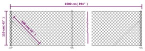 Cerca de arame com flange 1,1x10 m antracite