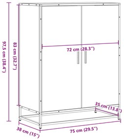 Sapateira 75x38x97,5 cm deriv. de madeira/metal carvalho sonoma