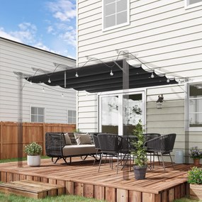 Cobertura para Pérgola 2,5x2,55 cm Teto de Substituição Retrátil para Pérgola com 10 Orifícios de Drenagem Cinza Escuro