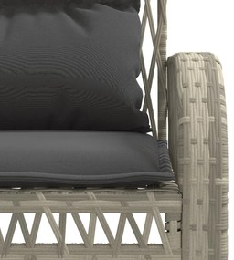 4 pcs conj. sofás jardim c/ almofadões vime PE cinzento-claro