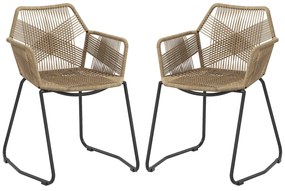 HOMCOM Conjunto de 2 Cadeiras de Sala de Jantar estilo Boêmio Assento em Cordão Entrançado Pés em Aço 56x59x74 cm | Aosom Portugal