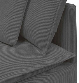 Sofá modular com almofadas tecido corduroy cinzento-escuro