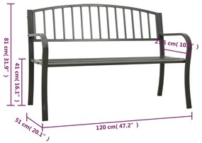 Banco de jardim 120 cm aço cinzento