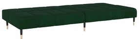 Sofá-cama de 2 lugares veludo verde-escuro