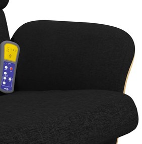 Cadeira de massagens reclinável com apoio de pés tecido preto
