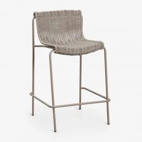 Banqueta Alta Em Rattan Sintético E Aço Revia Moka Brown & ↑65 Cm - Sklum