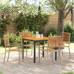 Conjunto de Jantar de Jardim vidaXL 5 Peças Bege Polivime Acácia
