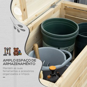 Baú de Jardim Carga 155L Baú de Armazenamento Exterior de Madeira com