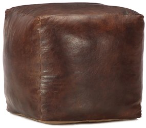 vidaXL Pufe 40x40x40 cm couro de cabra genuíno castanho-escuro