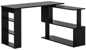 HOMCOM Mesa de Computador Secretária Mesa de Canto Giratória 360° com 5 Prateleiras 120x110x74,5 cm Preto | Aosom Portugal