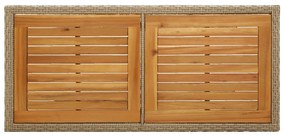 Mesa de jardim madeira de acácia maciça e vime PE bege