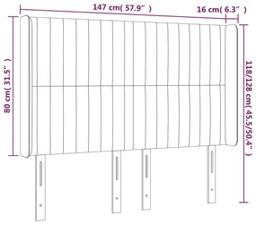 Cabeceira de cama c/ luzes LED veludo 147x16x118/128 cm rosa