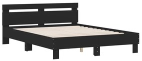 Estrutura cama c/ cabeceira 140x190 cm derivados madeira preto