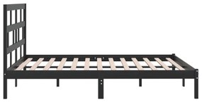 Estrutura de cama 200x200 cm pinho maciço preto