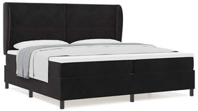 Cama Box preta com colchão de 200 x 200 cm em veludo