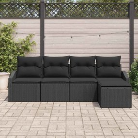 Conjunto de Jantar de Jardim com 5 Peças e Almofadas, Rattan Sintético