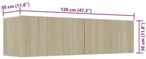 Móvel de TV 120x30x30 cm derivados de madeira carvalho sonoma